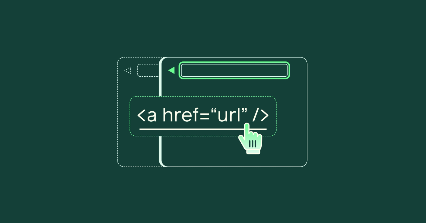 Abstract illustration of an html anchor tag navigating to another url