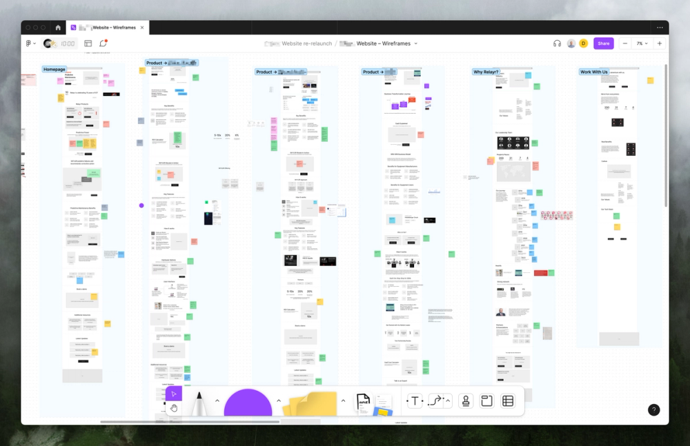 Screenshot of wireframes in Figma