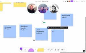 A collaborative session of three crew members working on FigJam