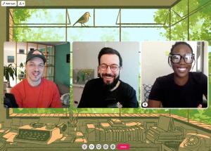 Three team members on a video call