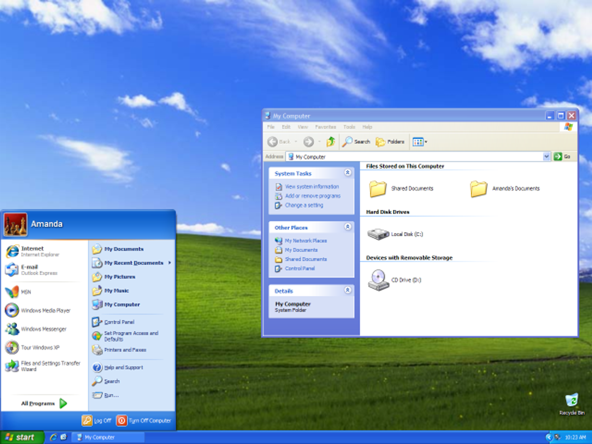 Windows XP menu 