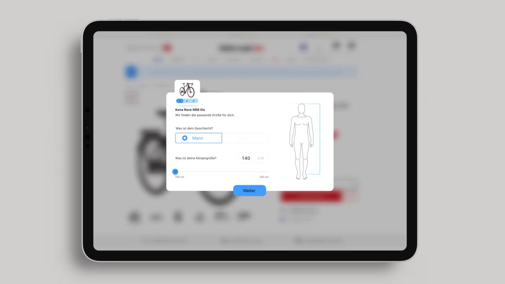 Bike Sizing widget for smartfit – online sizing