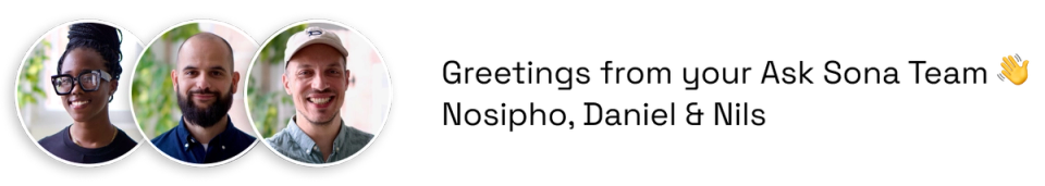 Greetings from Nosipho, Daniel & Nils