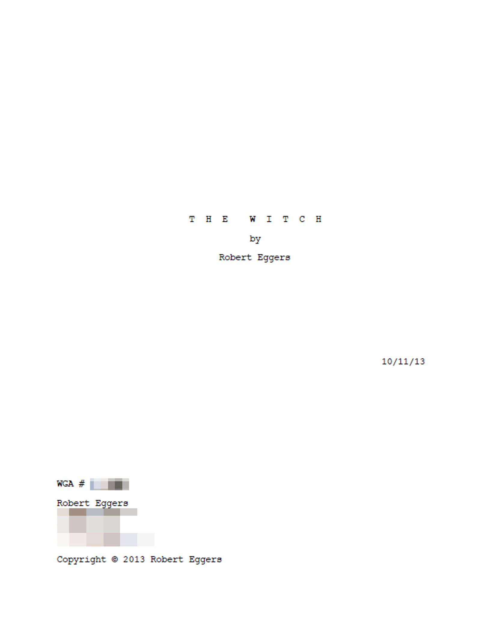 the witch screenplay title page