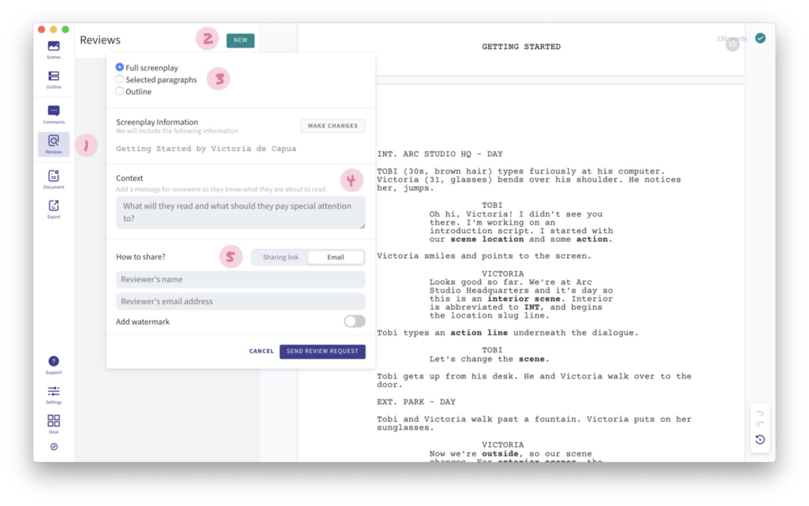 Receive and manage feedback easily in Arc Studio Pro. 