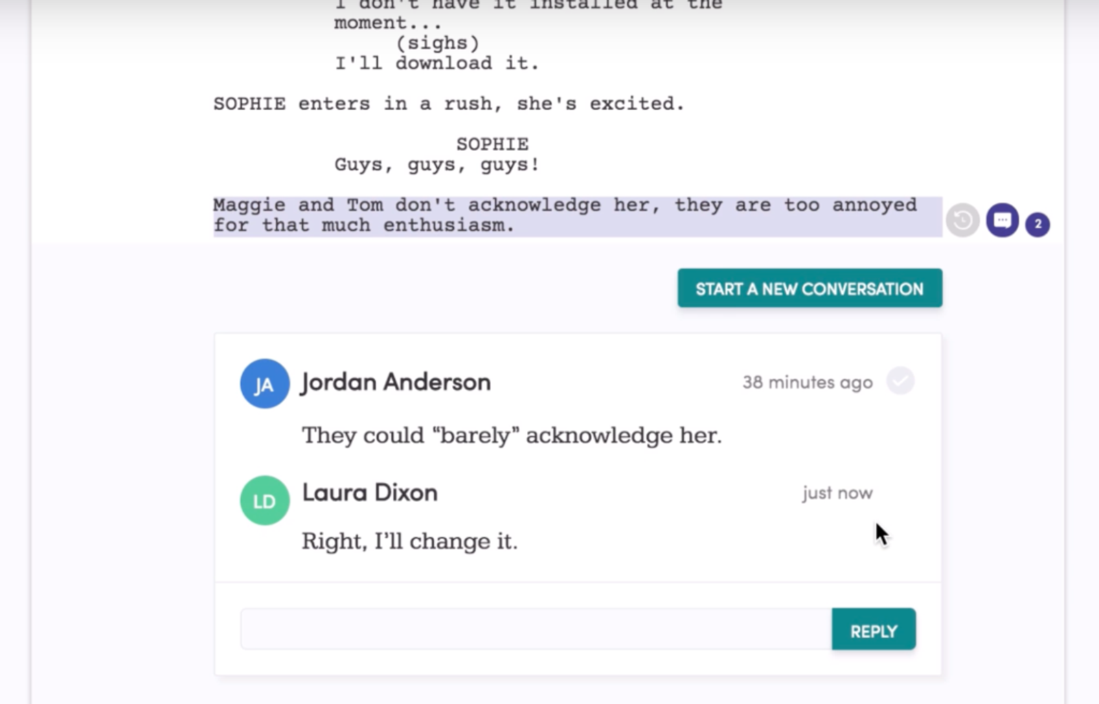 collaboration tool arcstudio pro screenwriting software