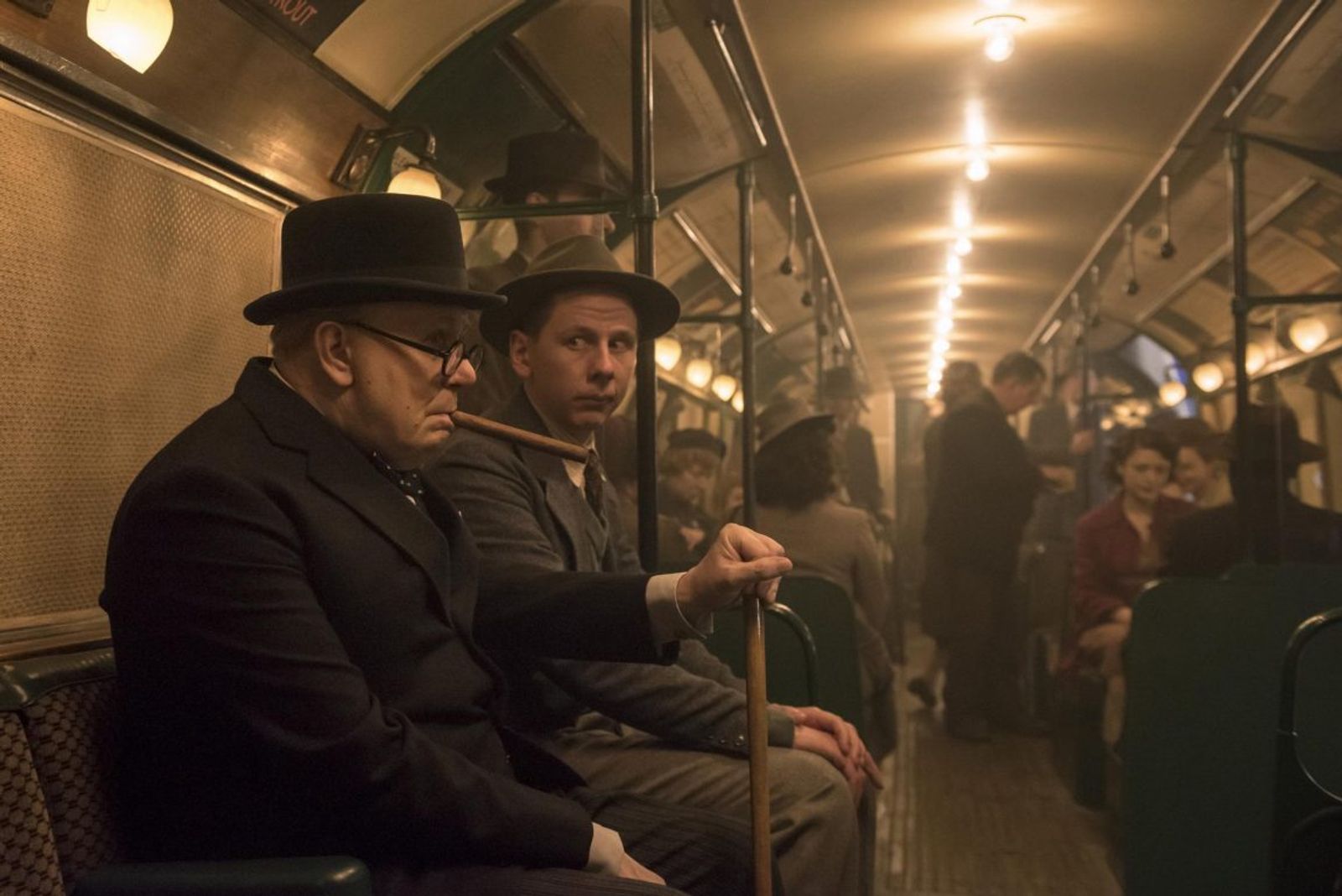 Churchill riding on the London Tube
