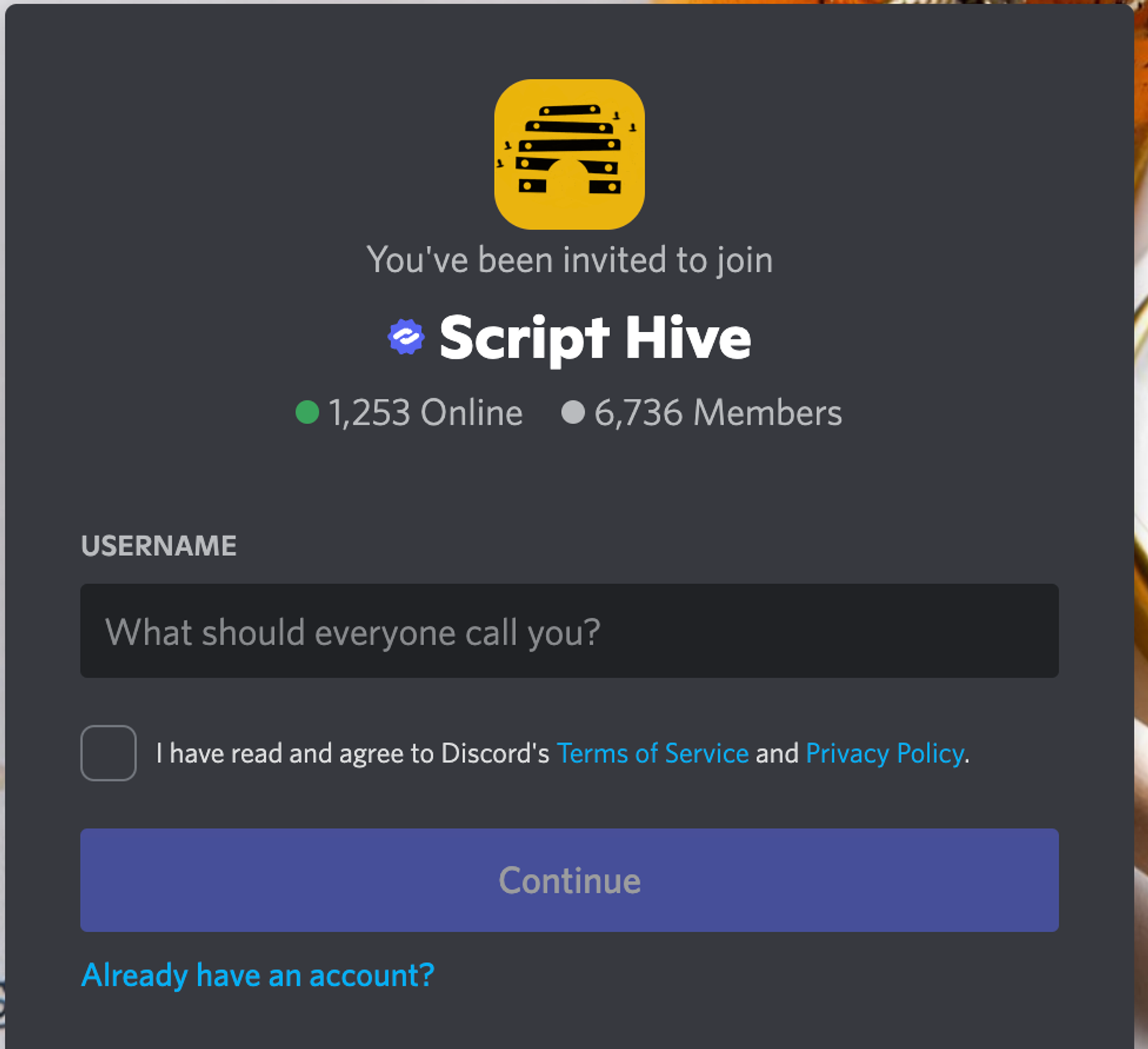 A screenshot of The Script Hive Discord channel.
