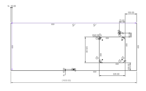 Benchtop layout sketch for simple kitchen