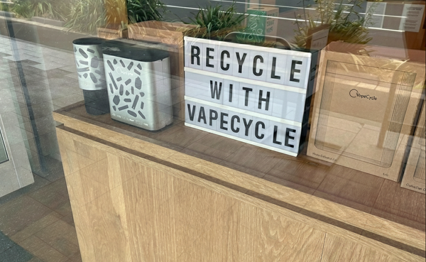 Vape recycling container AI generated physical product in window display