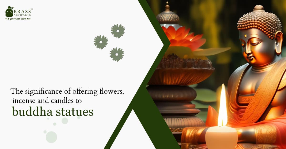 The significance of offering flowers, incense and candles to buddha statues's picture