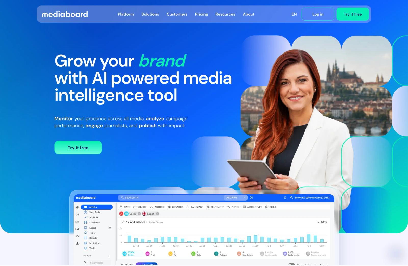 Webflow website mockup of mediaboard.com