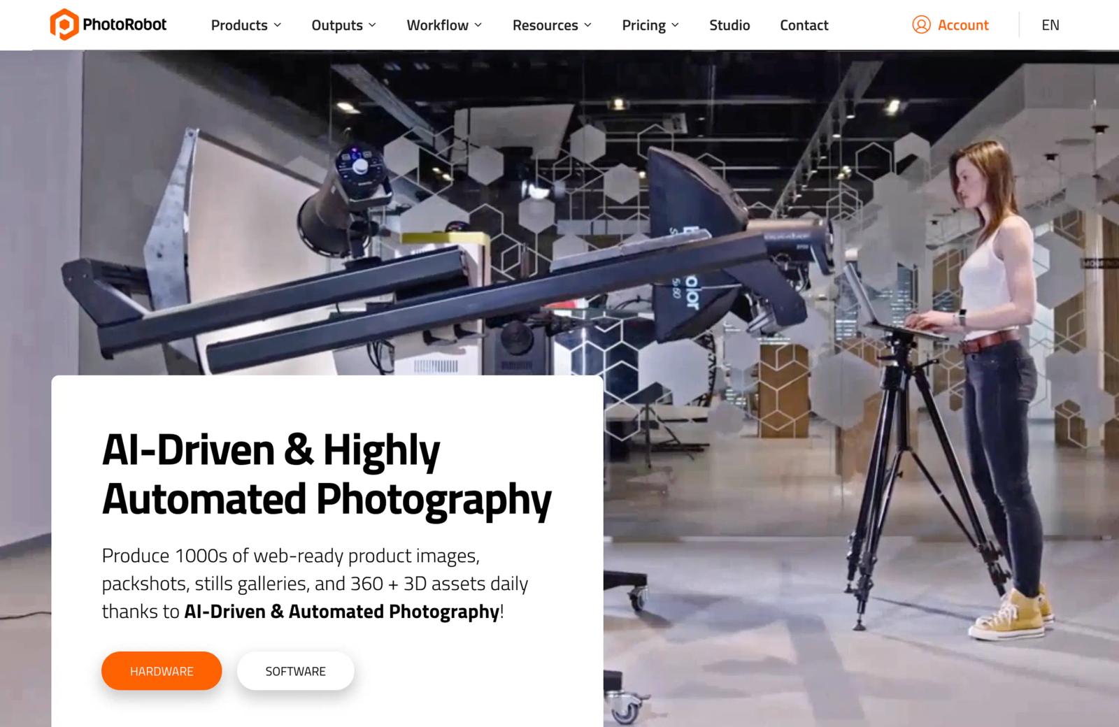 Webflow website mockup of photorobot.com