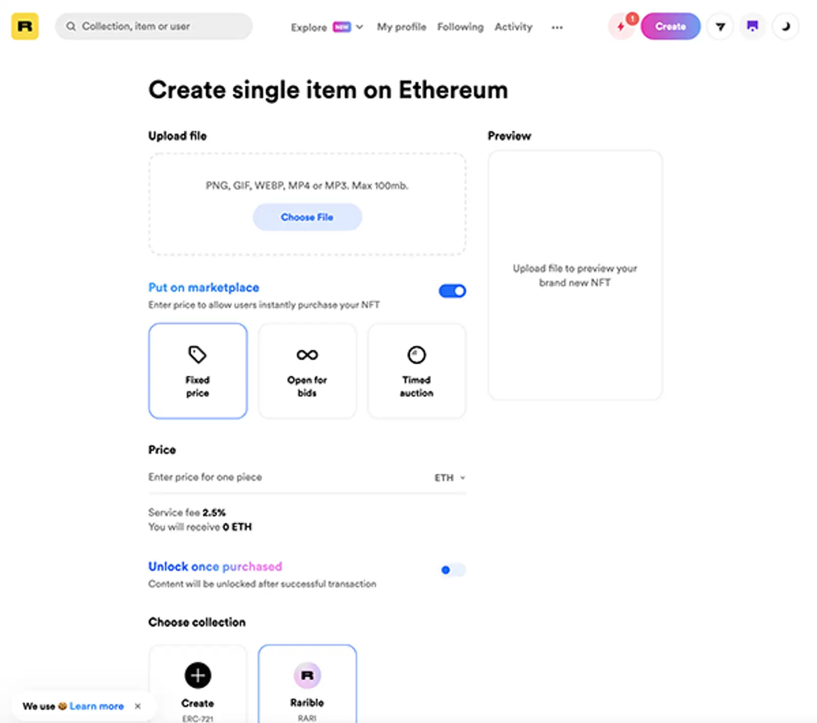 rarible pagina seleziona.png