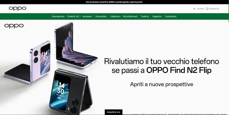 oppo italia home desktop esempio shopify plus.webp