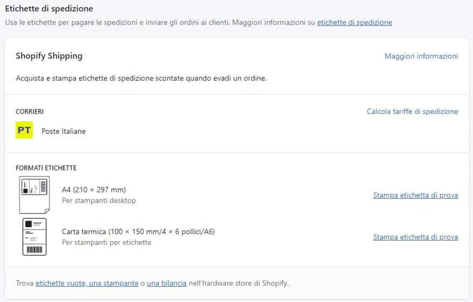 Le funzionalità di Shopify Shipping