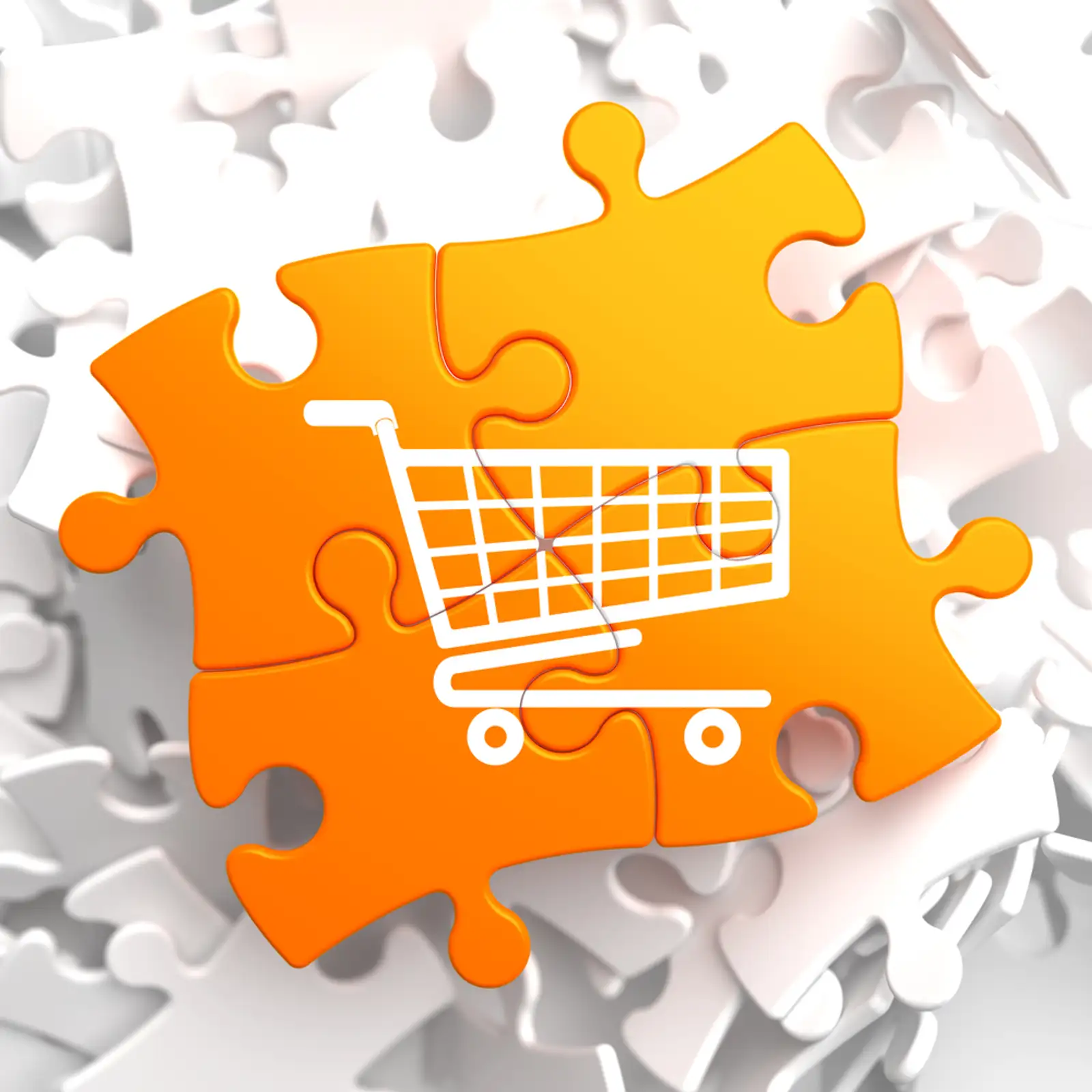 Icon of Shopping Cart on Orange Puzzle..jpeg