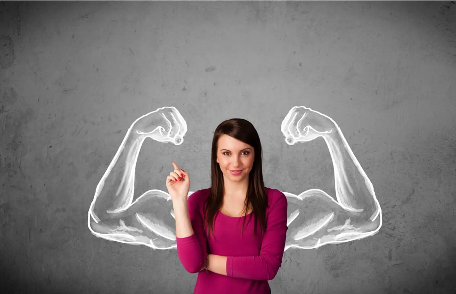 Pretty young woman with sketched strong and muscled arms.jpeg