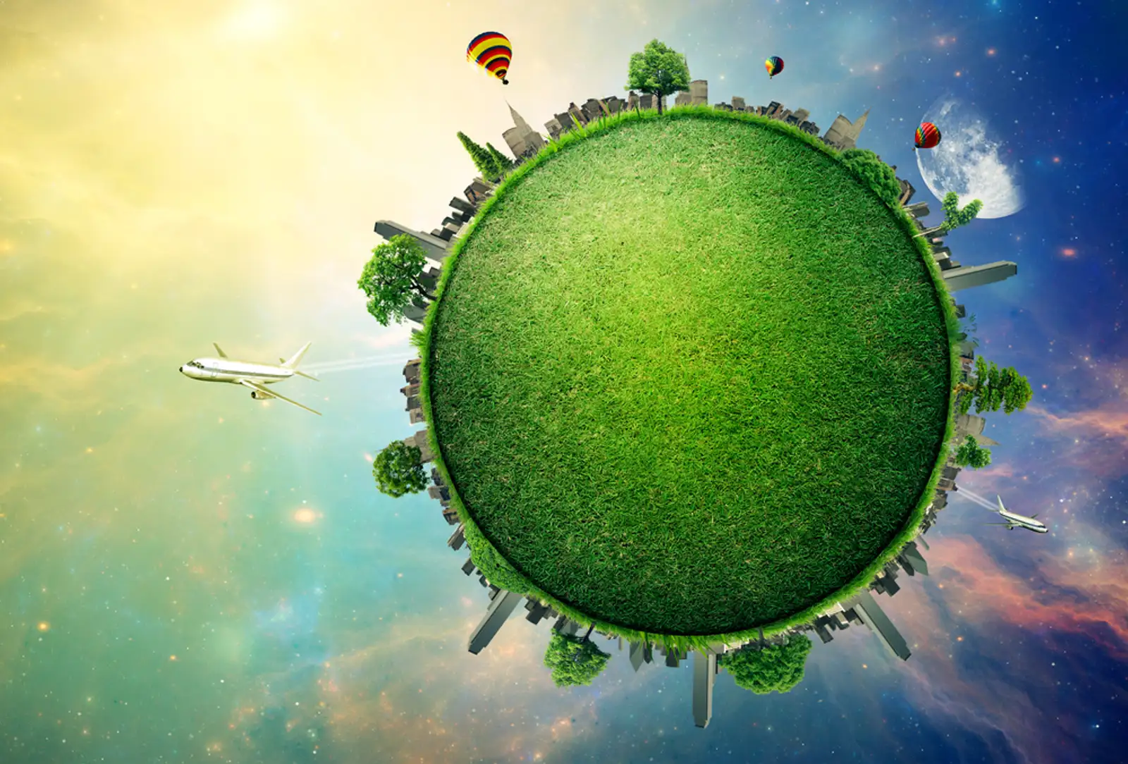 Green planet earth covered with grass city skyline. Sustainable source of electricity%2c power supply concept. Eco environmentally friendly technology approach. Elements of this image furnished by NASA.jpeg