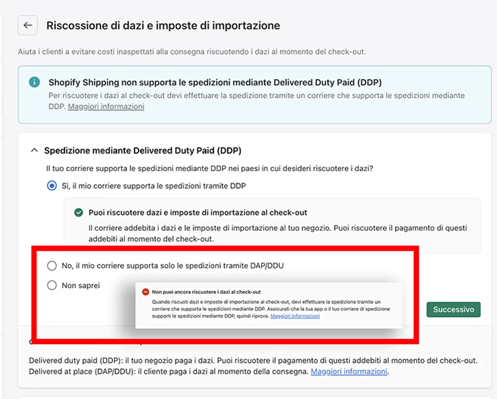 shopify markets - 3-impostazioni- Imposte e Dazi - attiva-Riscossione 01.png