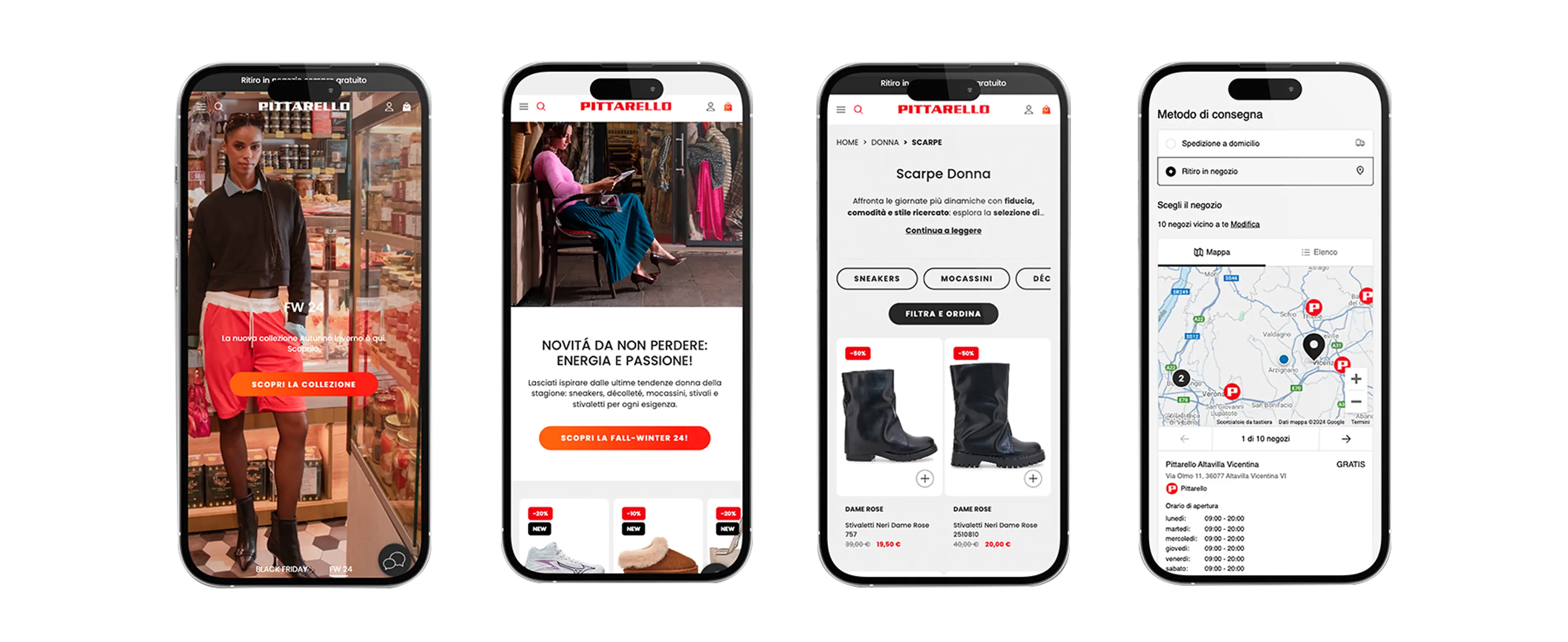 Vista sezioni sito da mobile del sito pittarello per case history ict sviluppo