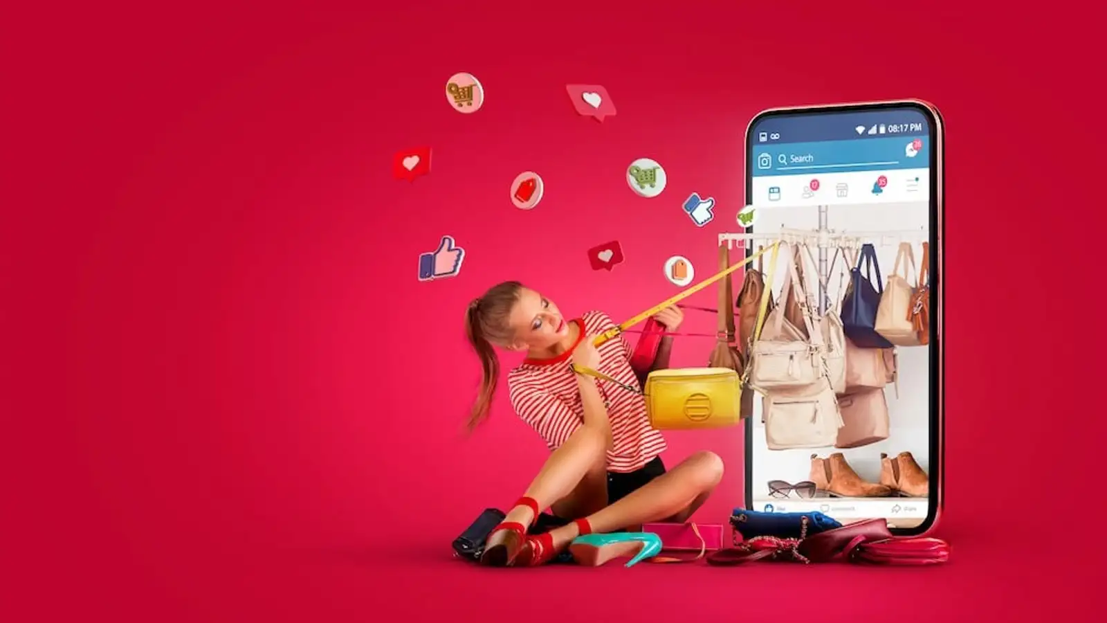 concetto di donna che fa shopping con cellulare social network.jpg