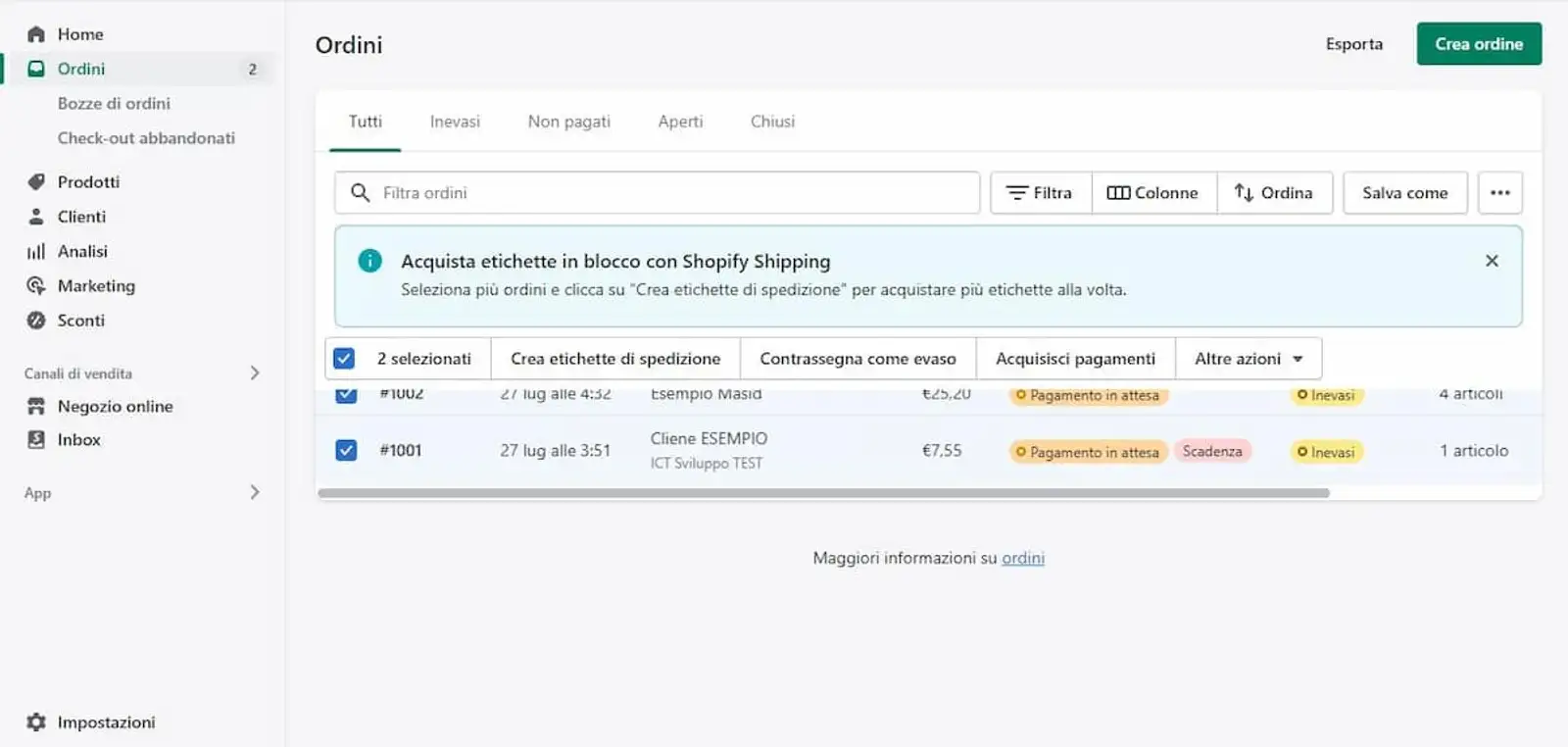 creazione etichette in blocco