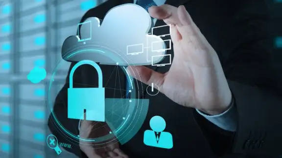 businessman hand show 3d cloud icon with padlock as Internet security online business concept.jpeg
