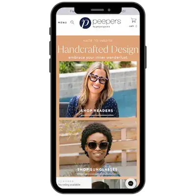 peepers esempio shopify plus mobile.webp