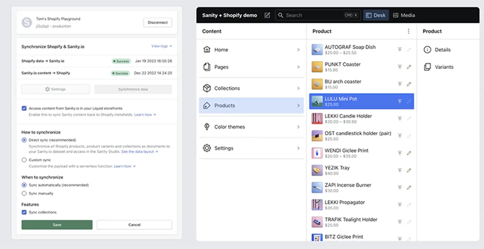 sanity connect shopify