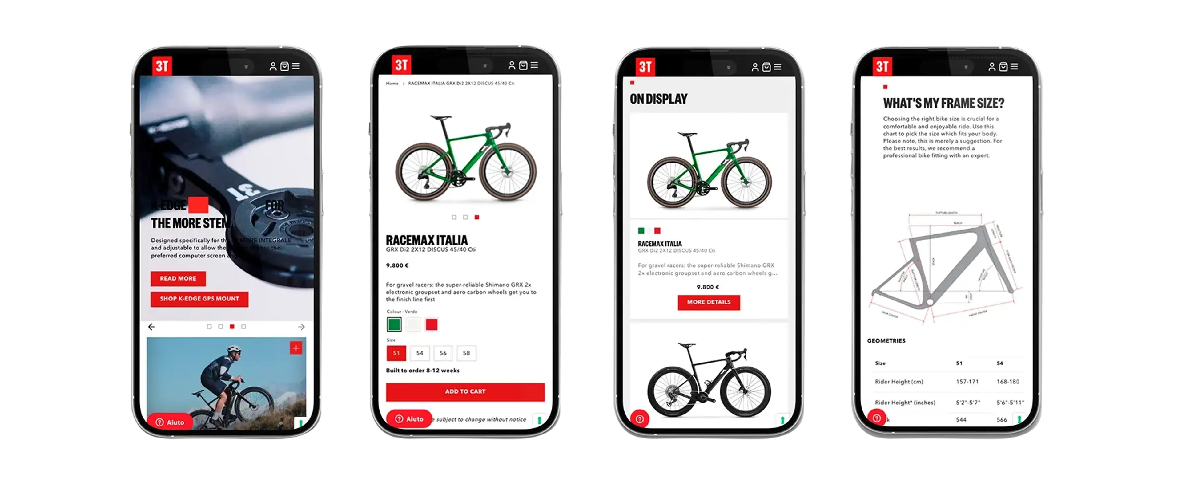 Vista sezioni sito da mobile del sito 3tbike per case history ict sviluppo