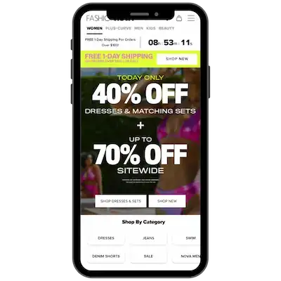 fashion nova esempio shopify plus mobile.webp