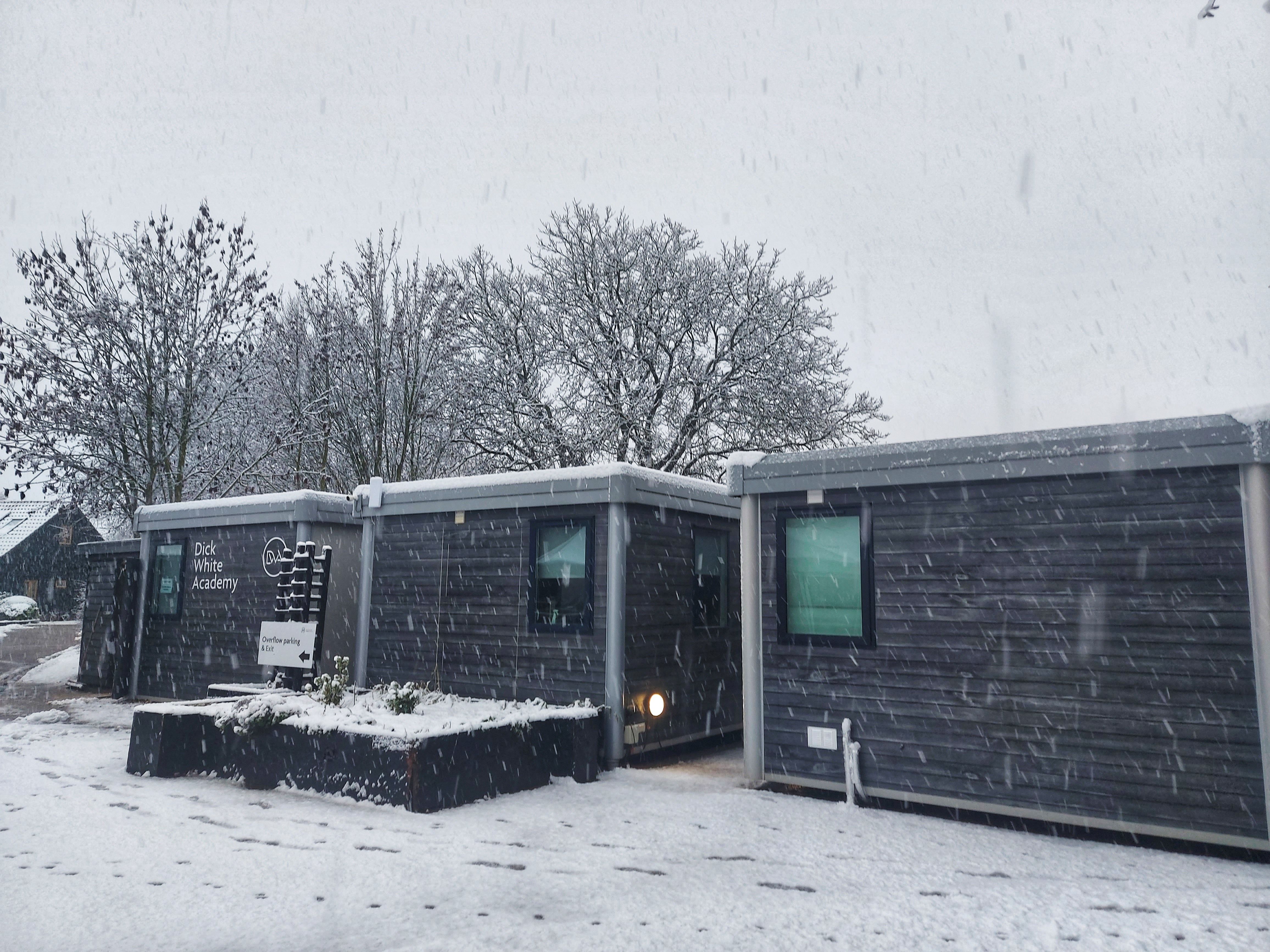 Dick White Academy in snow