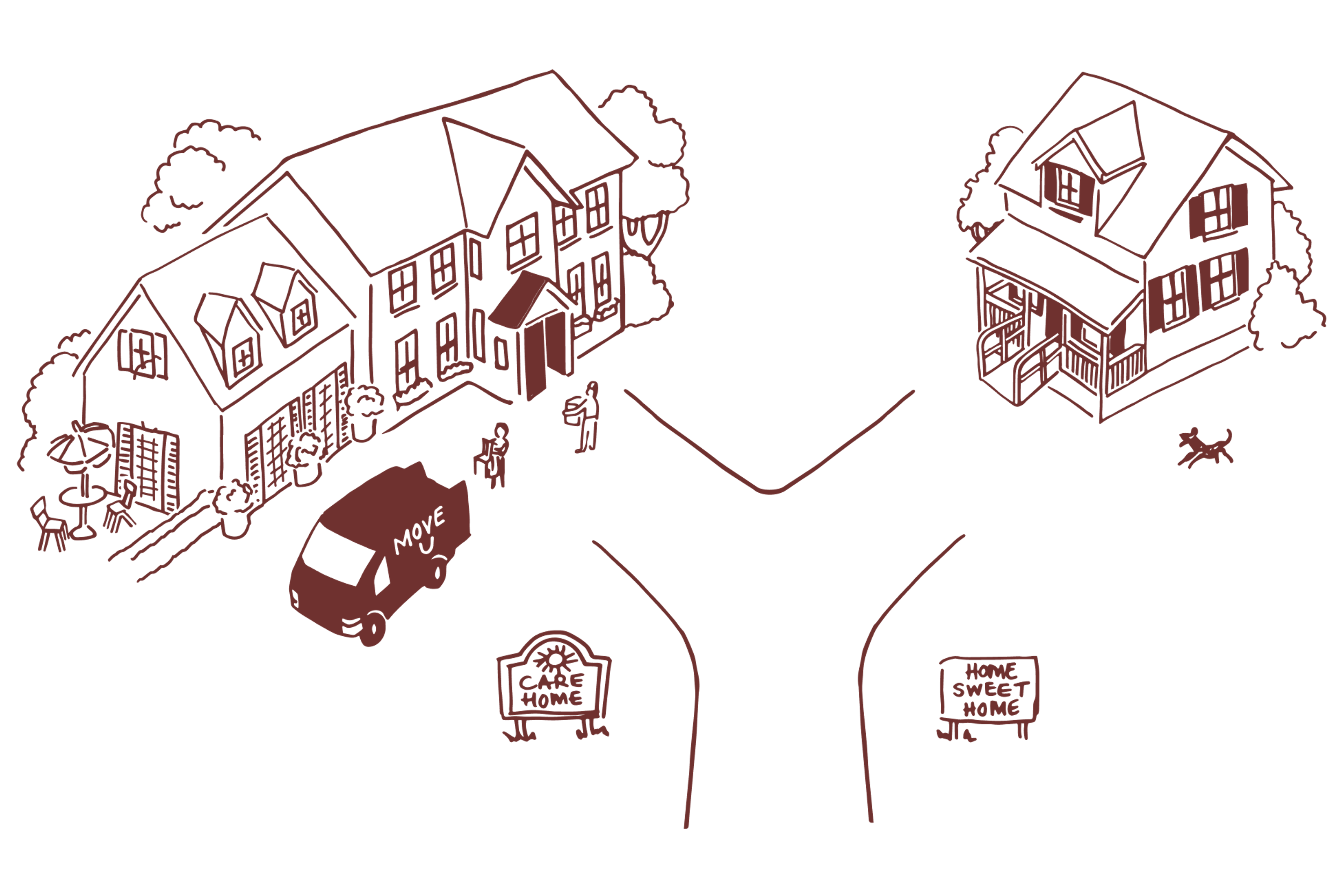 Illustration of person looking out window