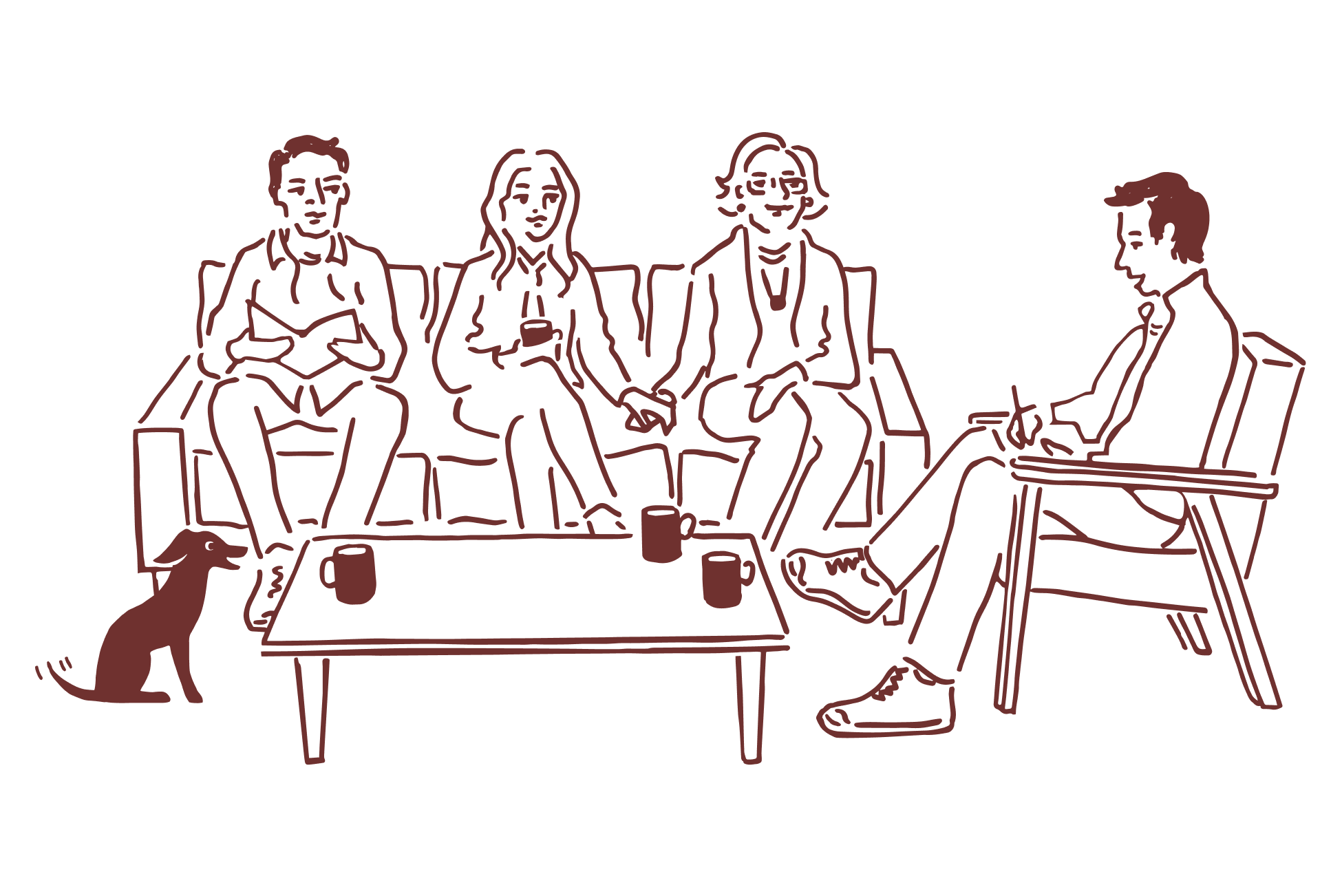 Illustration of two people leaning against each outer