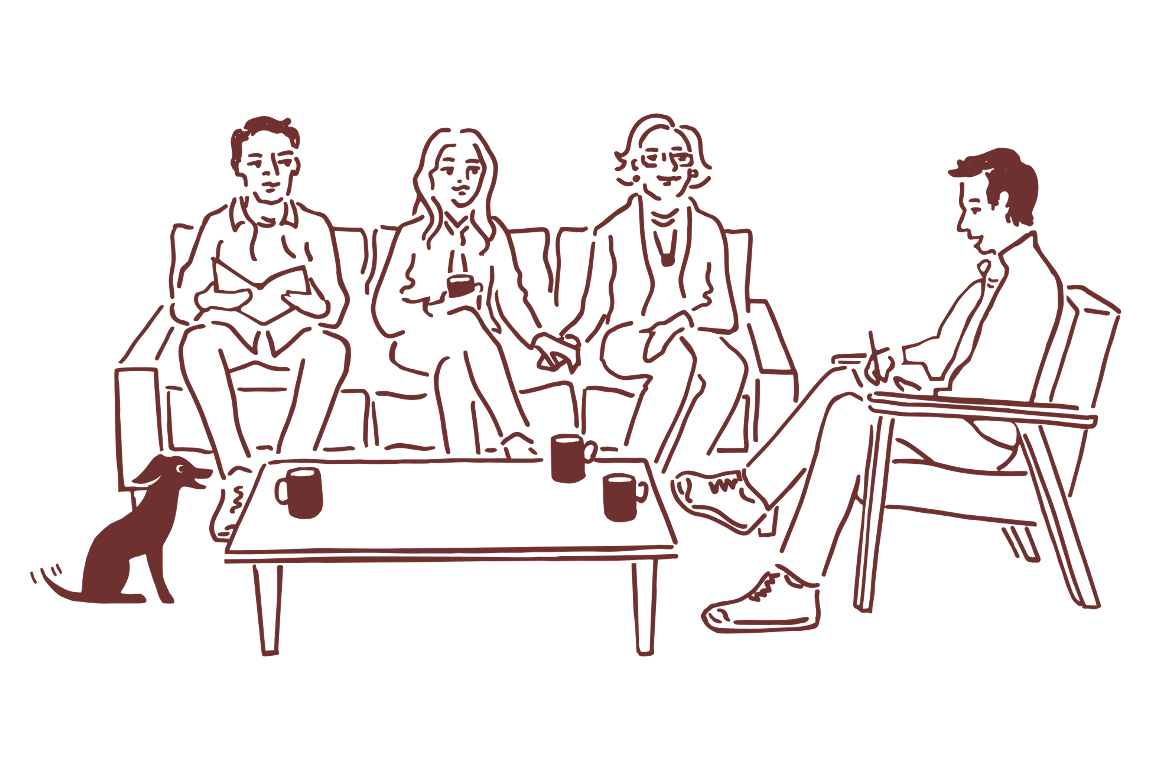 Illustration of two people leaning against each outer