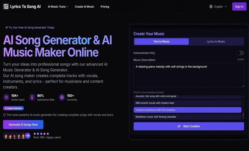 image of Lyrics To Song AI