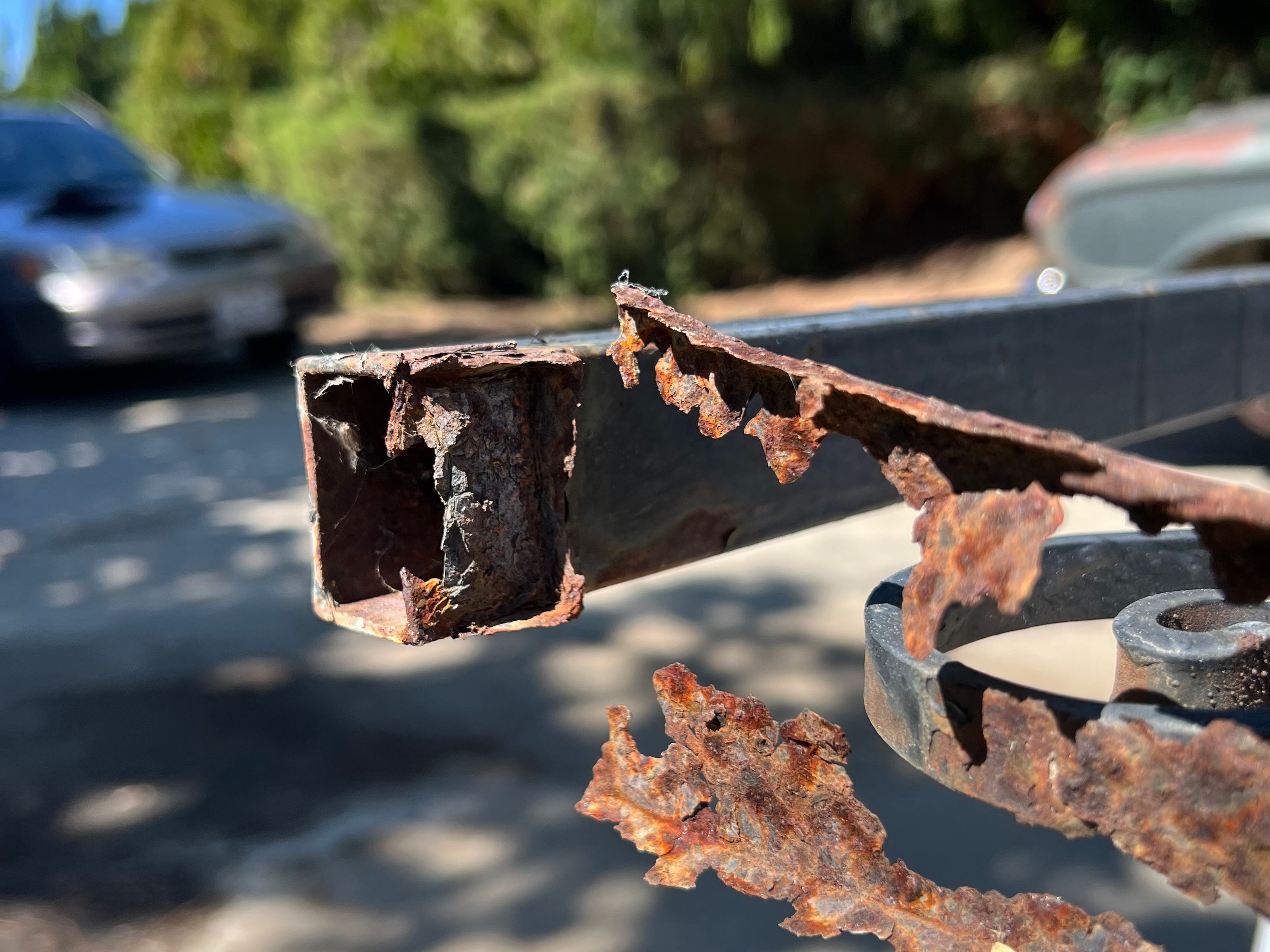 rusted bottom part of fence.