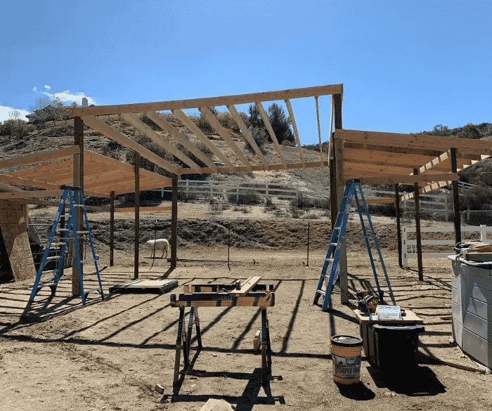 Beginning of pole barn construction 