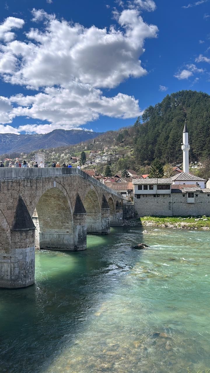 The bridge in Konjic with a church beside it, Bosnia and Herzegovina