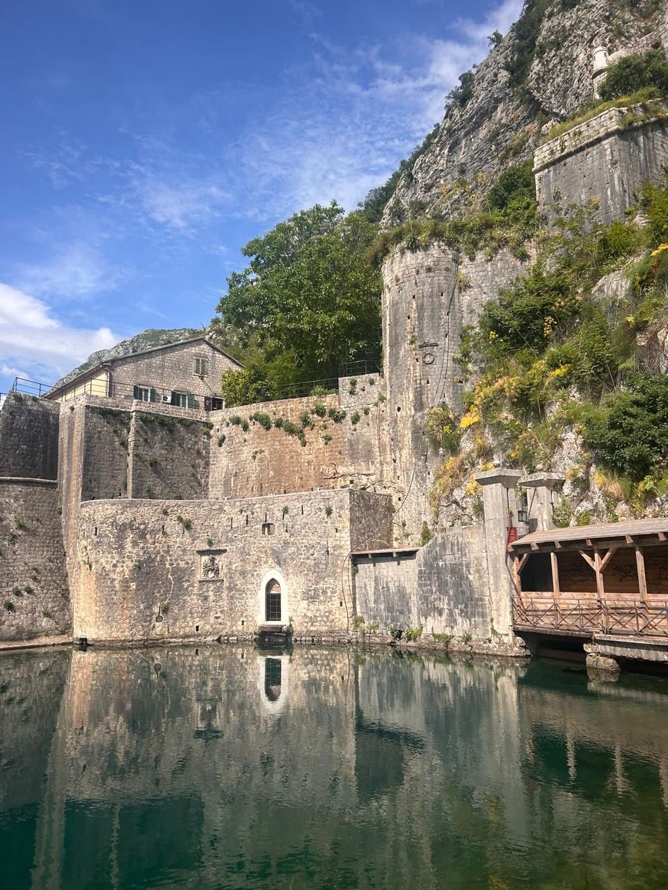 Kotor fortress reflected in the canal