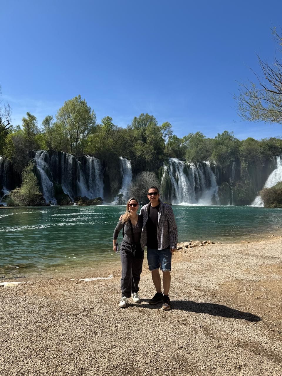 Carla and Gonzalo in front of the Kravica waterfalls