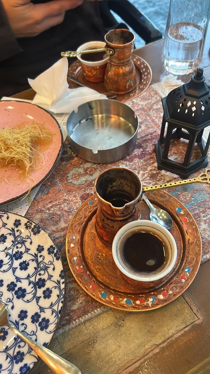 Bosnian coffee served in a traditional copper set, Sarajevo