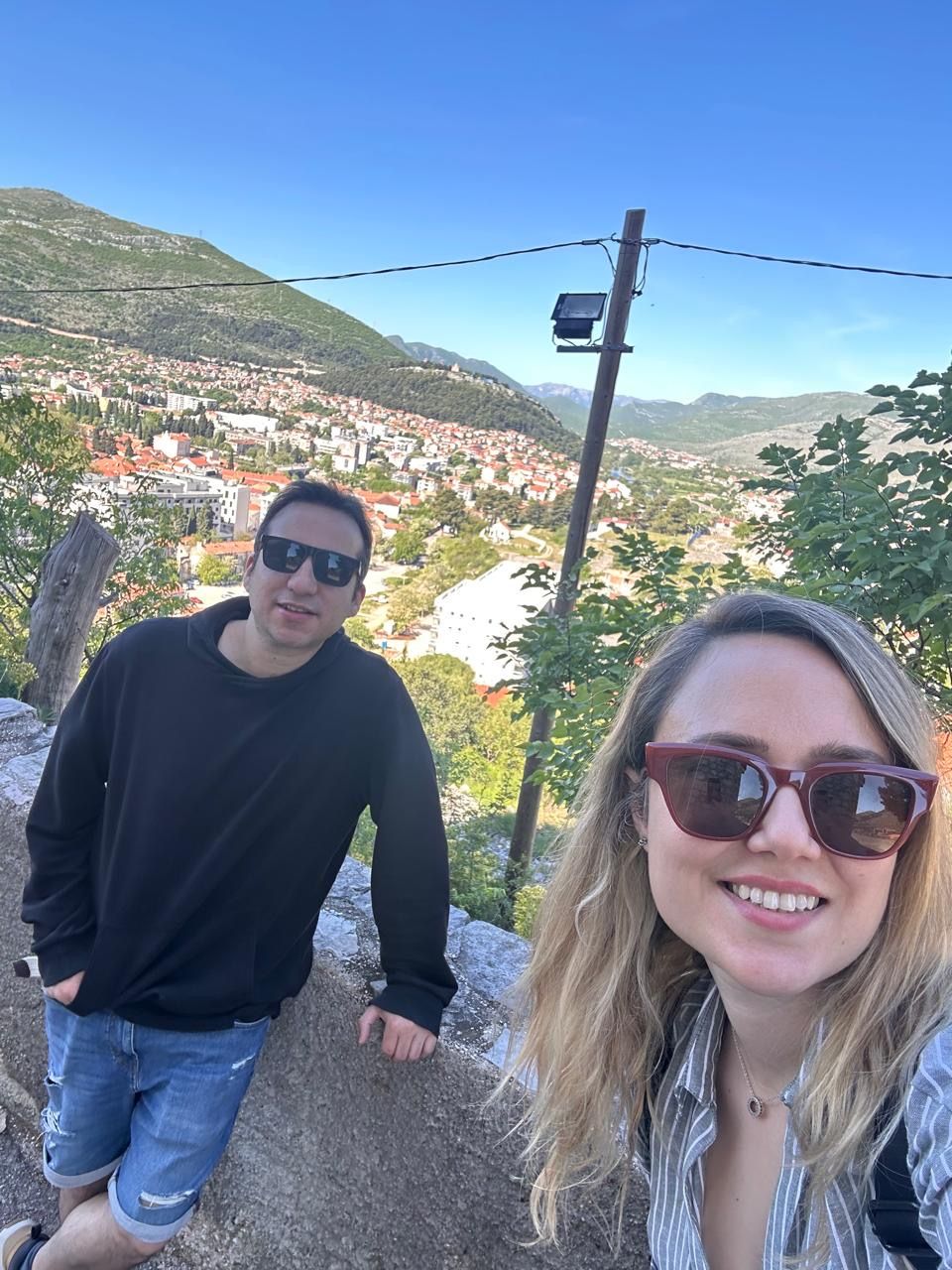 Carla and Gonzalo at a lookout point over Trebinje