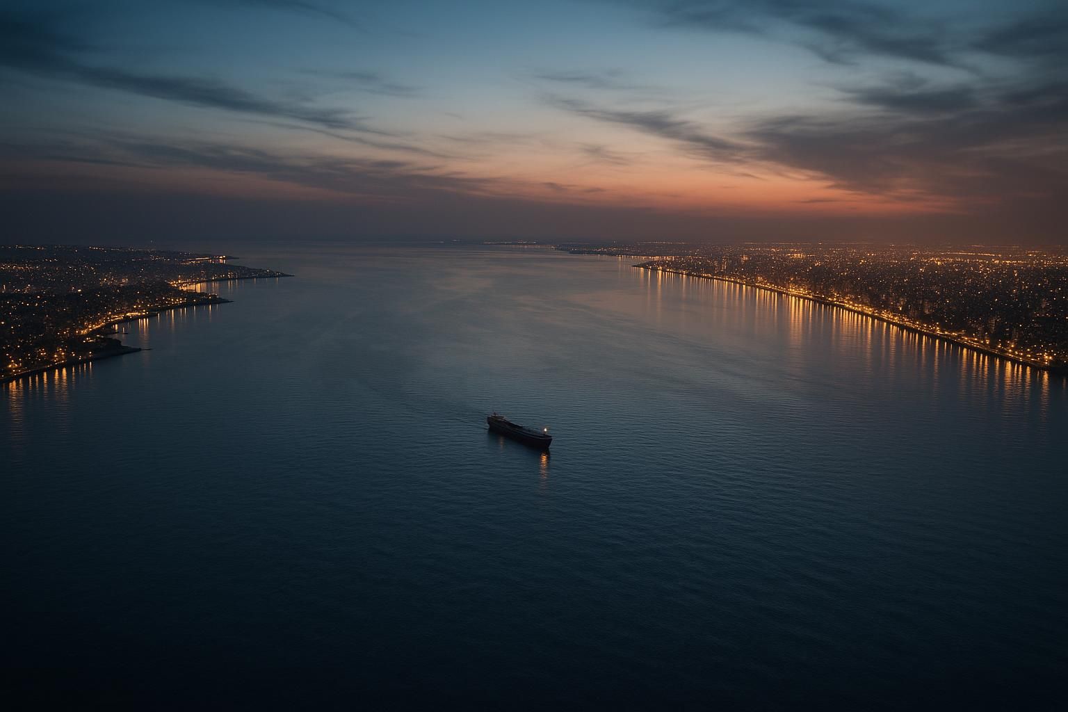 Vista aérea del Río de la Plata entre Montevideo y Buenos Aires