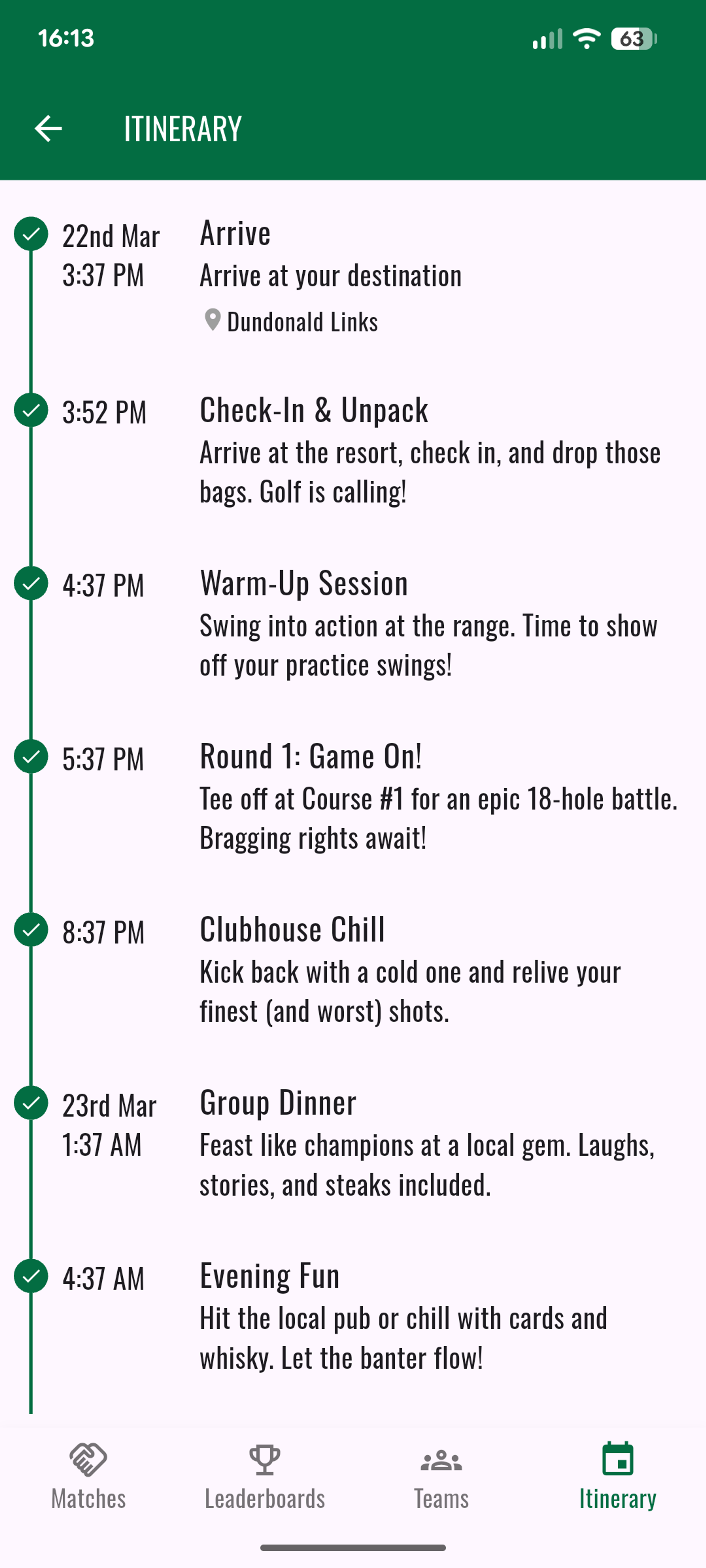 Itinerary & schedule