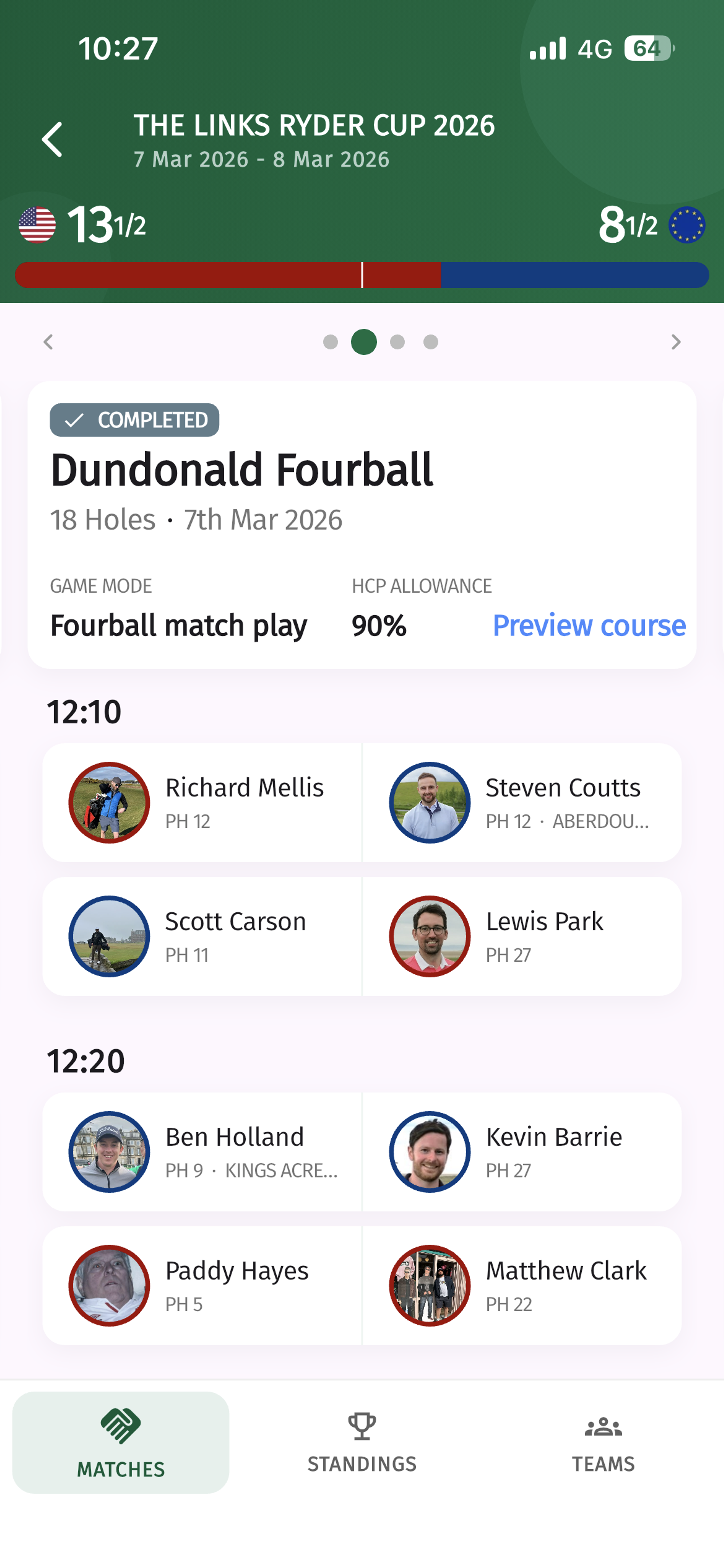 Teams & pairings
