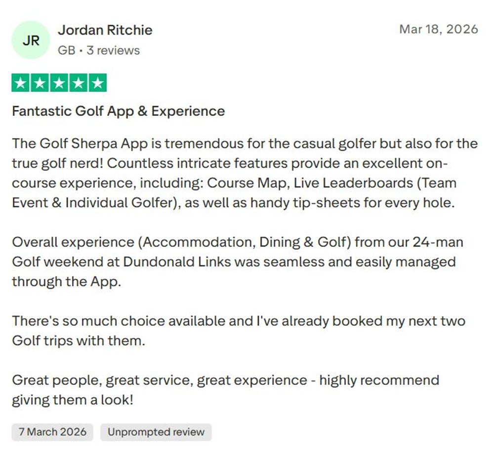 TrustPilot 5 star review - App