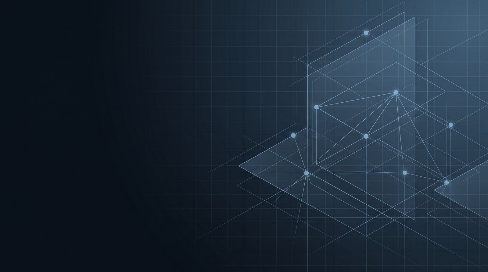 Abstract depiction of a security architecture made of layered planes and connected nodes.