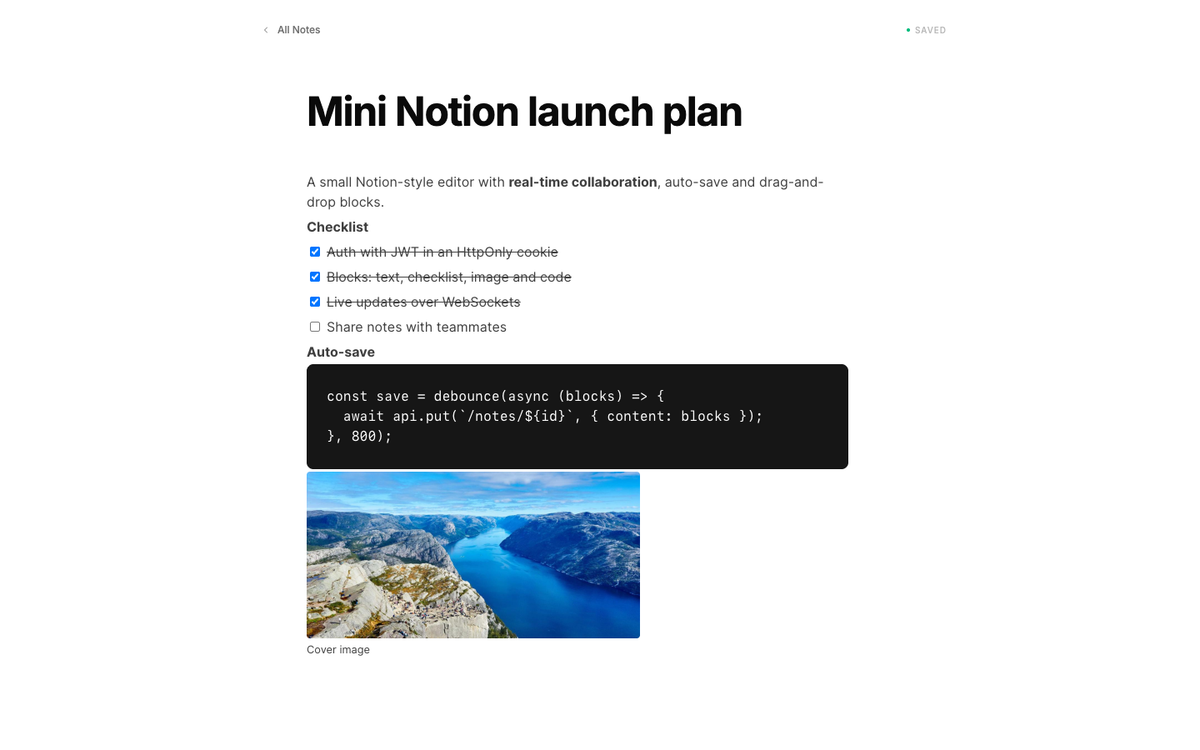 Mini Notion Web App, image 1